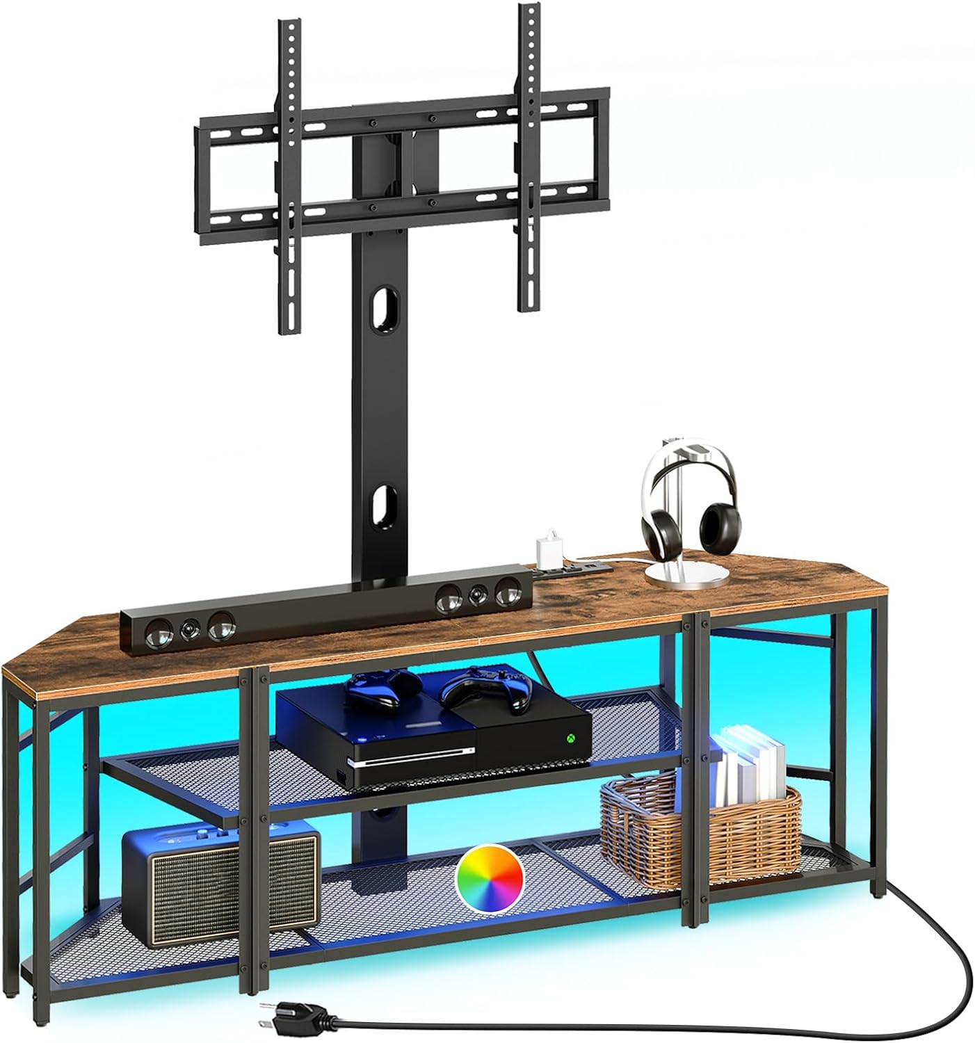 55" TV Stand with Mount and Power Outlet, Swivel TV Stand Mount for 32