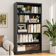 thumbnail image 1 of 55" Tall Metal Bookshelf, Heavy Duty Black Bookshelf with 4 Adjustable Storage Shelves, Large Deep Bookcases for Office, Bedroom, School, Home, Library, 1 of 7