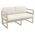 thumbnail image 1 of 55" Taupe Brown Outdoor Patio Loveseat with Sunbrella Natural Beige Cushion, 1 of 8