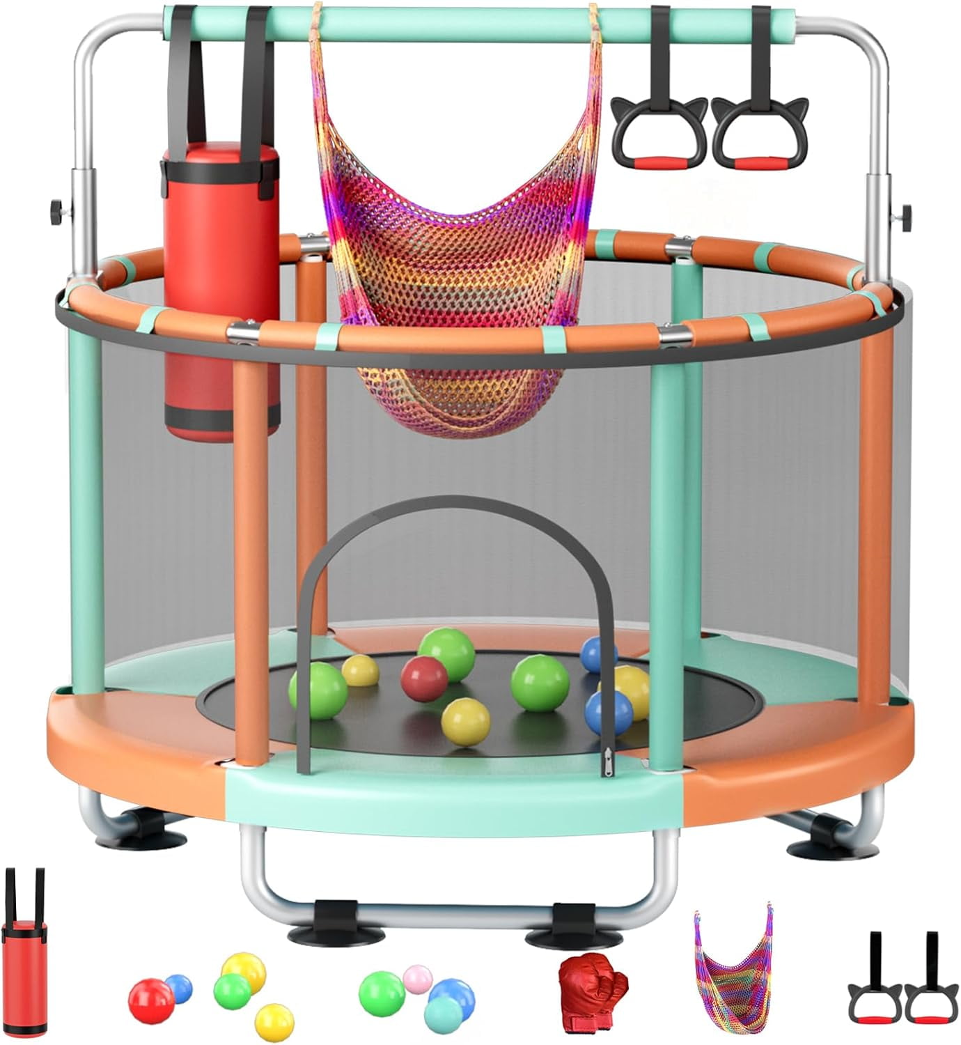 Free Shipping! Toddler Trampoline For Kids, 55inch Mini Trampoline With Enclosure, Basketball 11 thumbnail image