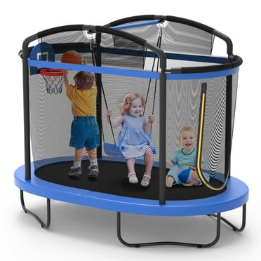 SHINPT 4x6FT Toddler Trampoline for Kids, Kids Indoor Trampoline with 771LBS Load-Bearing Capacity, Mini Trampoline Indoor & Outdoor, Small Trampoline with 4 Accessories & Adjustable Gymnastics Bar