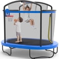 thumbnail image 1 of 4×6FT Toddler Trampoline for Kids 3+, SHINPT Kids Trampoline with 770lbs Weight Capacity, Mini Trampoline Indoor/Outdoor, Small Trampoline for Kids with Adjustable Gymnastics Bar and Basketball Hoop, 1 of 10