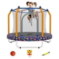 thumbnail image 1 of 55" Toddler Trampoline Indoor/Outdoor for Kids, Shinpt Mini Trampoline for Backyard, Recreational Trampoline with Basketball Hoop, Outdoor Toddler Toy with Enclosure Net, Indoor Bounce House for Gift, 1 of 9