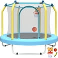 thumbnail image 1 of 55'' Toddler Trampoline for Kids, SEGMART Kids Trampoline with Enclosure Net and Balls, Indoor Outdoor Mini Small Trampoline Birthday Gifts for Boys and Girls Age 3 Months and up, 1 of 10