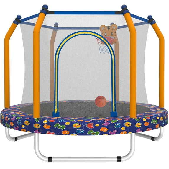 55" Toddler Trampoline for Kids, SEGMART Kids Trampoline with Enclosure Net, Indoor Outdoor Mini Small Trampoline Birthday Gifts for Boys and Girls Age 3 Months and up, Recreational Trampoline