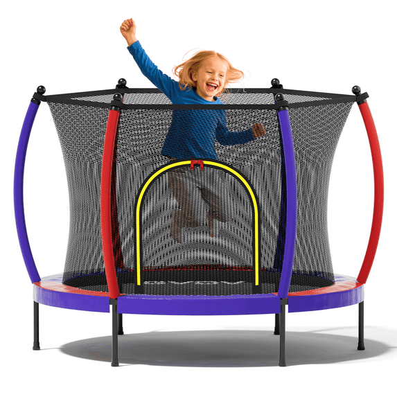 GVDV 55" Toddler Trampoline for Kids, Kids Trampoline with Enclosure Net and Balls