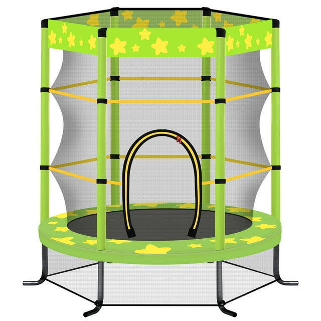 55'' Trampoline with Enclosure Net for Kids, Toddler Mini Trampoline