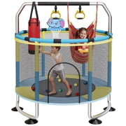 G TALECO GEAR Trampoline for Kids, Toddler Trampoline with Adjustable Gymnastics Bar & Toys, Indoor & Outdoor Round Small Trampoline Gift for Boys & Girls, 400lbs, Yellow & Blue