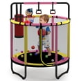 thumbnail image 1 of 4.5FT Trampoline for Kids with Enclosure, 110lbs Capacity Indoor Toddler Trampoline with Basketball Hoop, SHINPT Kids Trampoline, Indoor Trampoline, Small Trampolines for Kids, Gifts for Boys, Girls, 1 of 3