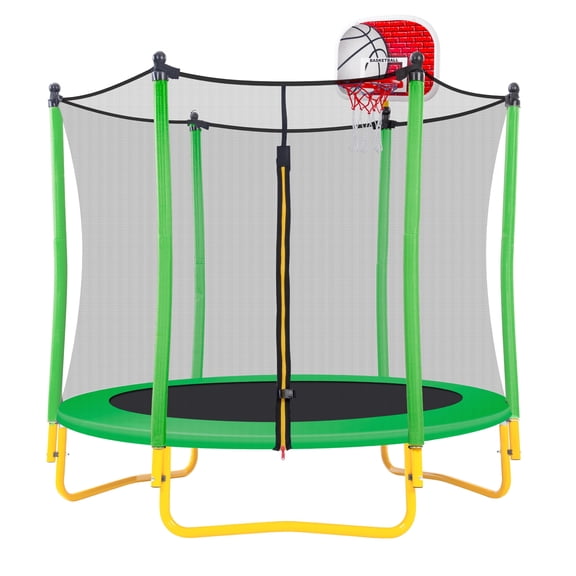 5.5FT Trampoline for Kids with Enclosure, 220lbs Capacity Indoor Toddler Trampoline with Basketball Hoop, SHINPT Kids Trampoline, Indoor Trampoline, Small Trampolines for Kids, Gifts for Boys, Girls
