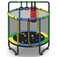 thumbnail image 1 of 55" Trampoline for Kids, Indoor Kids Trampoline with Gym Bar, Punching Bag, Rings, Ball Pit, Indoor Trampoline for Kids with Net, Mini Trampoline for Kids Ages 3–6, 110lbs Capacity, Blue, 1 of 8
