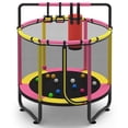 thumbnail image 1 of 55" Trampoline for Kids, Indoor Kids Trampoline with Gym Bar, Punching Bag, Rings, Ball Pit, Indoor Trampoline for Kids with Net, Mini Trampoline for Kids Ages 3–6, 110lbs Capacity, Blue, 1 of 8