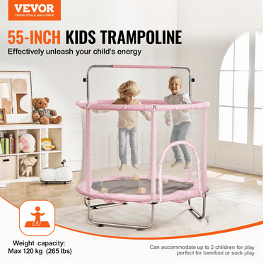 Vevor DWYXBC55CDWYUF9SBV0 55 in. Indoor & Outdoor Mini Toddler Trampoline for Kids with Net