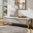 thumbnail image 1 of Tina's Home 55" Upholstered Storage Bench with Soft-Close Lid, Extra Deep Hidden Storage Ottoman with Metal Legs for Bedroom Entryway, Beige, 1 of 9