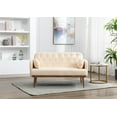 thumbnail image 1 of 55" Velvet Sofa, Modern Elegant Loveseat Couch with 2 Pillows and Golden Metal Legs, Twin Size Loveseat Accent Sofa with Button Tufted Backrest and Delicate Armrests, Living Room Sofa, Beige, 1 of 7