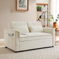 thumbnail image 1 of 55" Velvet Two Seater Pull Out Sofa Bed, Adjustable Backrest With USB Ports, Two Side Pockets, 3 in 1 Convertible Sleeper Sofa Bed, Modern Love Seat Lounge,2 waist pillows for living rooms, 1 of 8