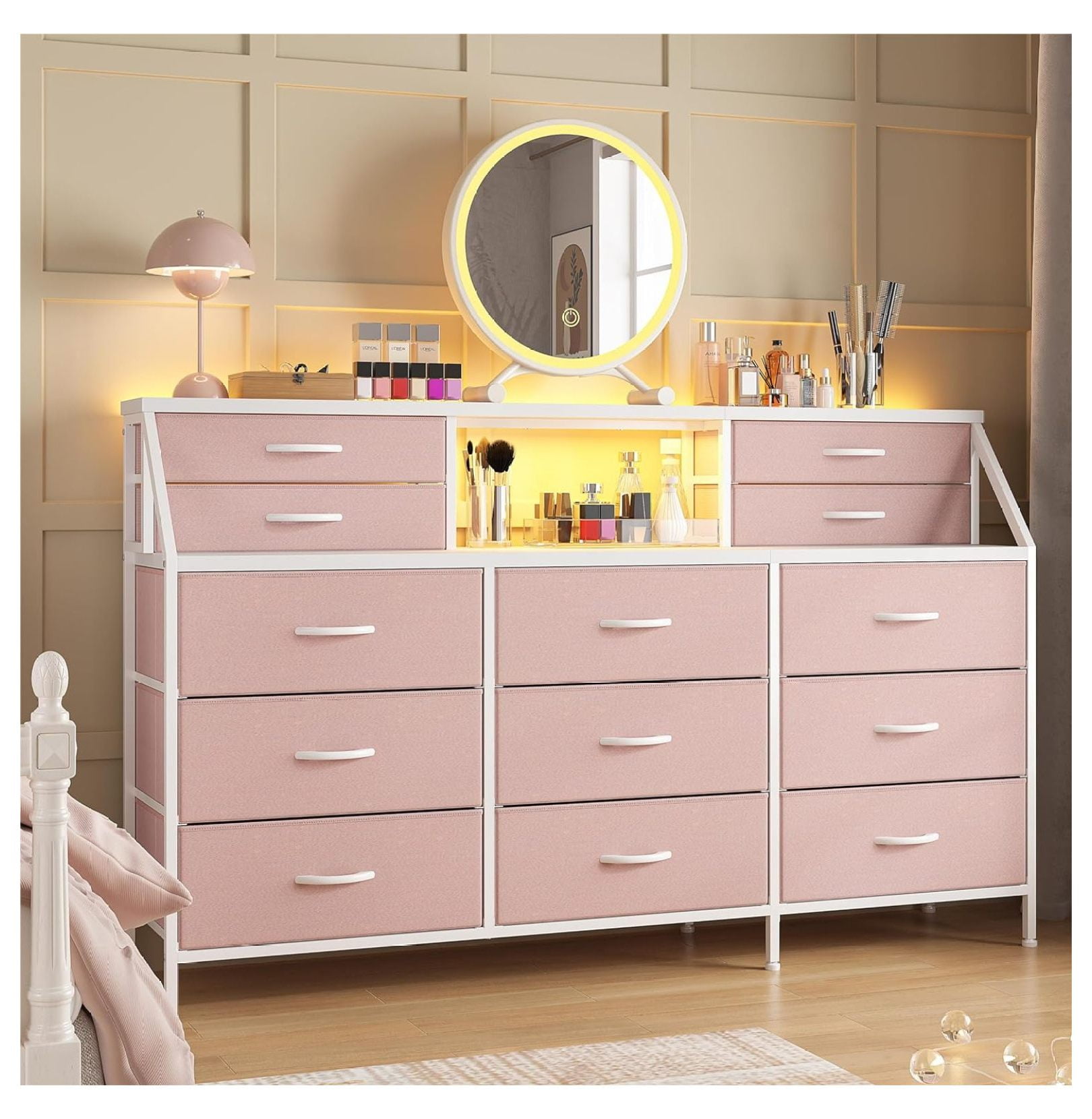 55”W Dresser for Bedroom, Dresser for Girls Bedroom, Dresser with 13