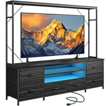 EnHomee 55" W LED TV Stand with Power Outlets, 6 Drawers, for up to 60 Inch TVs, Entertainment Center for Living Room, Bedroom,Black