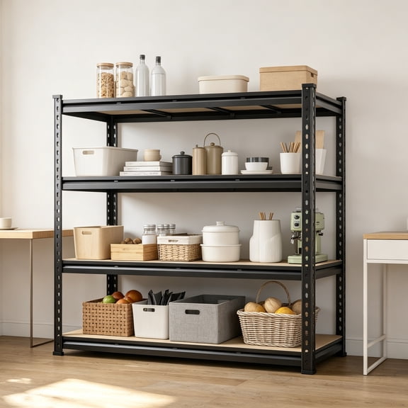55"W Storage Shelves, 2040 lbs Garage Shelving Heavy Duty, 4-Tier Storage Shelving, Adjustable Metal Shelving Unit for Garage, Warehouse, Pantry, Kitchen, 55"W x 24"D x 60"H