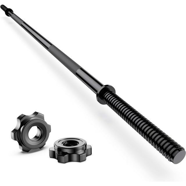 55" Weight Lifting Bar, 1" Standard Straight Barbell Bars for Weight lifting, Olympic Barbell Bar for Bench Press/Hip Thrusts/Squats/Lunges for Gym and Home, 2 Star Star-nuts (480lb Weight Capacity)