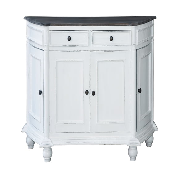 55" White and Black Raft Wood Trading Cottage Angled Console Cabinet