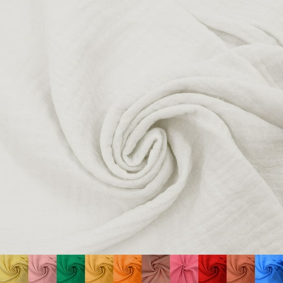 55" Wide 100% Cotton Gauze Fabric by the Yard - 130GSM, Lightweight, 2-Way Stretch, Soft & Breathable - Apparel, Clothing, Headbands, Decorations, Drapery & DIY -Off White