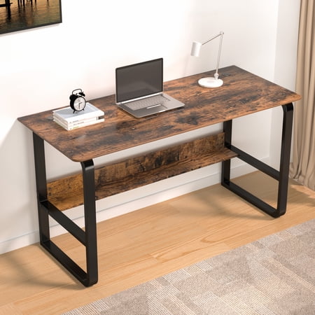 TY Arts & Culture Child Desk, Single Piece, with Wood Computer Desk, 23.6 in x 55 in, Rustic Brown, 1 Count, 1 Pack