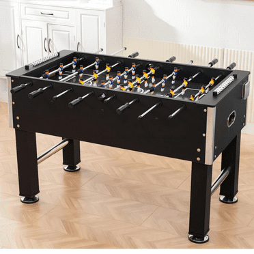 55" Wooden Foosball Table for football with Competition Quality and Size, Shinpt Soccer Foosball Table with Wood PVC Gaming Table for Family, Kids and Adults, Black