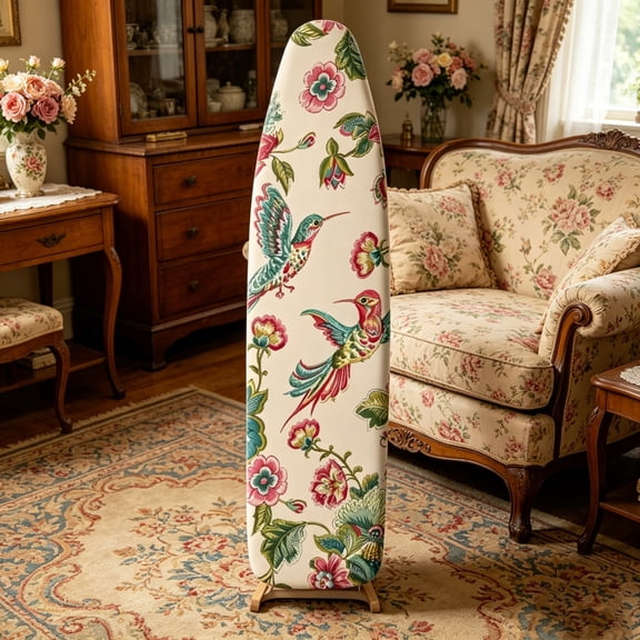 55 X 16 Large Ironing Board Cover, Heavy Duty Soft Fabric Iron Board Covers Hummingbird Flower, Ironing Board Cover With Extra Thick Padding And Secure Elastic Edge For Smooth Ironing Experience