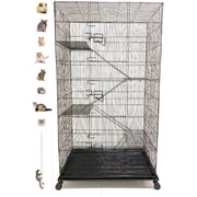 55" X-Large 5-Tiers Critters Small Animal Habitats Metal Cage With Removable Rolling Stand Tight 3/8-Inch Bar Spacing Ferret Chinchilla Sugar Glider Rats Mice Hamster Gerbil Mouse Hedgehog Squirrel