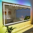 55”X36“ RGB LED Bathroom Mirror with Lights, Large, Anti-Fog, Dimmable ...