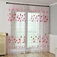 thumbnail image 1 of 55‘’X94.5‘’ Window Screen Decoration Cluster Flower Tulle Curtain Tulle Tracery Voile Drape Drapery Polyester Fabric Polyester Curtains,Pink,Polyester, 1 of 5