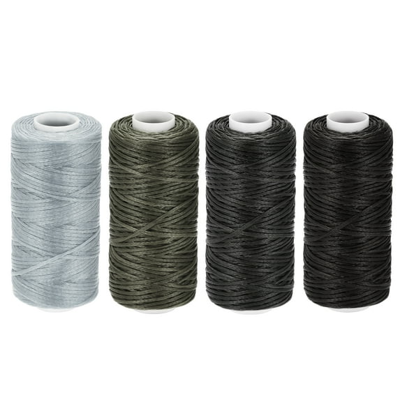 55 Yards 150D/0.8mm Various Gray Waxed Leather Thread Set Flat Polyester Cords 4 Pack