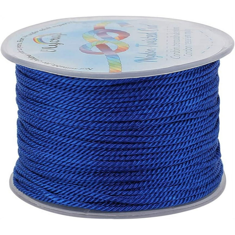 55 Yards 2mm Twisted Satin Nylon Cord 3-Ply Blue Twisted Cord Trim