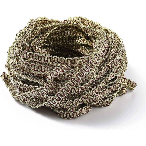 55 Yards 3/8 Inch Golden Gimp Braid Trim Gold Red Trim Polyester Woven Fabric Trim Lace Trim Upholstery Trim for Sewing Making Costume DIY Craft Upholstery Curtain Slipcover Decoration red