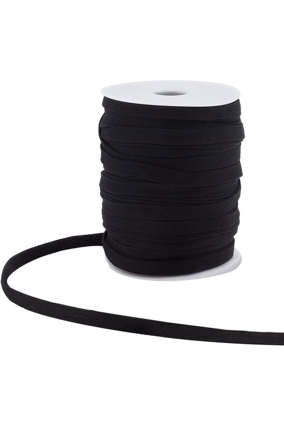 55 Yards Black Replacement Drawstring 0.4 Inch Polyester Flat Draw Cord Knitted Drawcord for Pants Sweatpants Jackets Shorts Hoodies DIY
