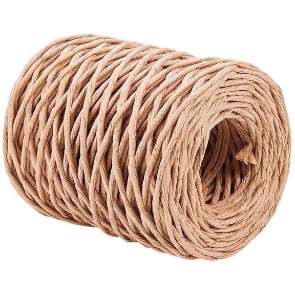 55 Yards Floral Iron Bind Stem Wire 2mm Paper Wrapped Rattan Rope Rustic Paper Twine for Flower Bouquets DIY Crafts Gift Wrap Weaving Basket Vase Christmas Decoration - Burly Wood