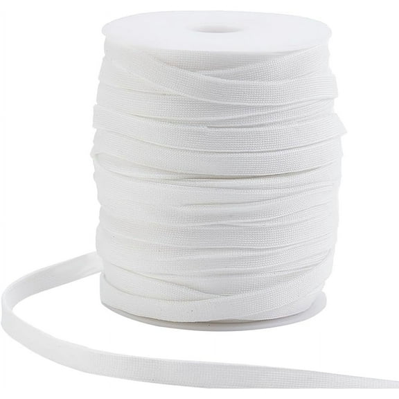 55 Yards White Replacement Drawstring 0.4 Inch Polyester Flat Draw Cord Knitted Drawcord for Pants Sweatpants Jackets Shorts Hoodies for DIY