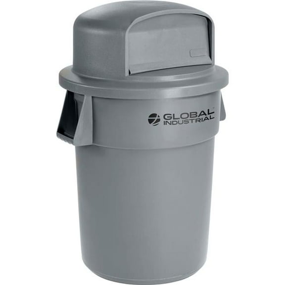 55 gal Plastic Trash Can with Dome Lid - Gray