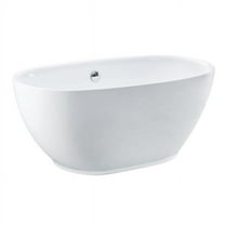 55 in. Aqua Eden Acrylic Oval Freestanding Tub with Center Drain, White