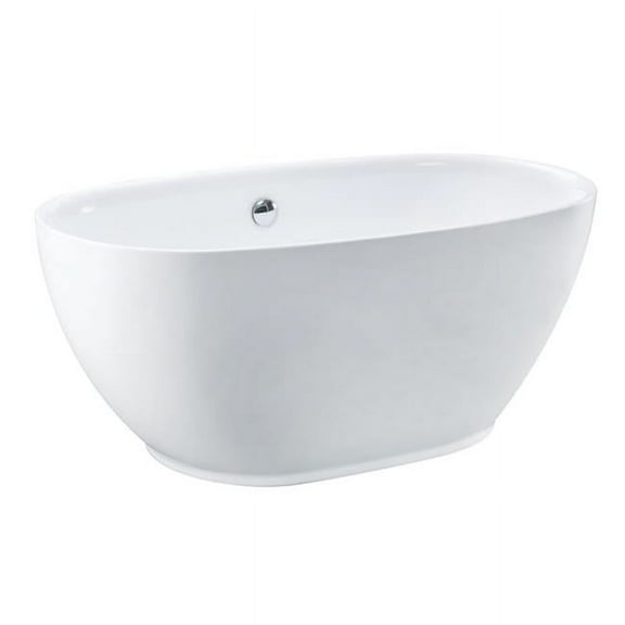 55 in. Aqua Eden Acrylic Oval Freestanding Tub with Center Drain, White