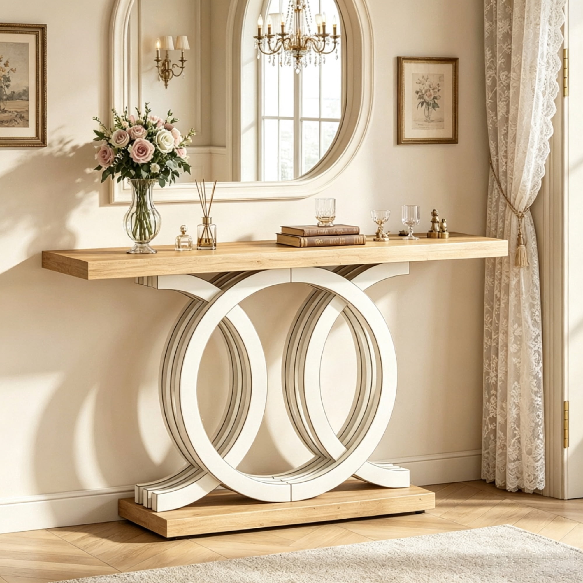 55 in Geometric Entryway Console Table, Modern Living Room Accent Table