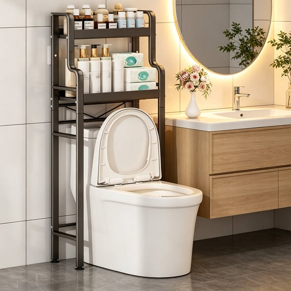 55 in Height Over The Toilet Storage Rack 2-Tier, Bathroom Space-Saving ...