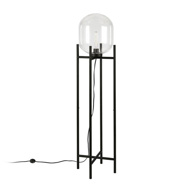 55" Black Steel Novelty Floor Lamp with Clear Glass Globe Shade