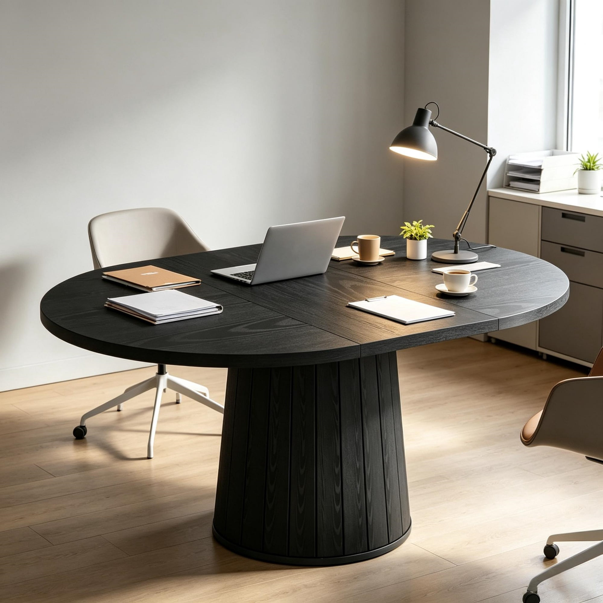 55 in Oval Wood Conference Table for 6 People