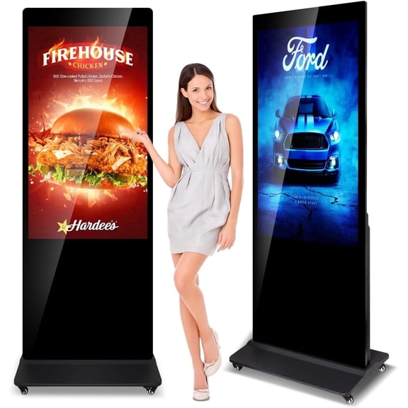 55 inch Digital Signage Floor Standing 4K Resolution Digital Signage Kiosk, LCD Digital Signage Kiosk, Android 11 OS Touch Screen with WiFi HDMI/USB Input Digital Signage Player