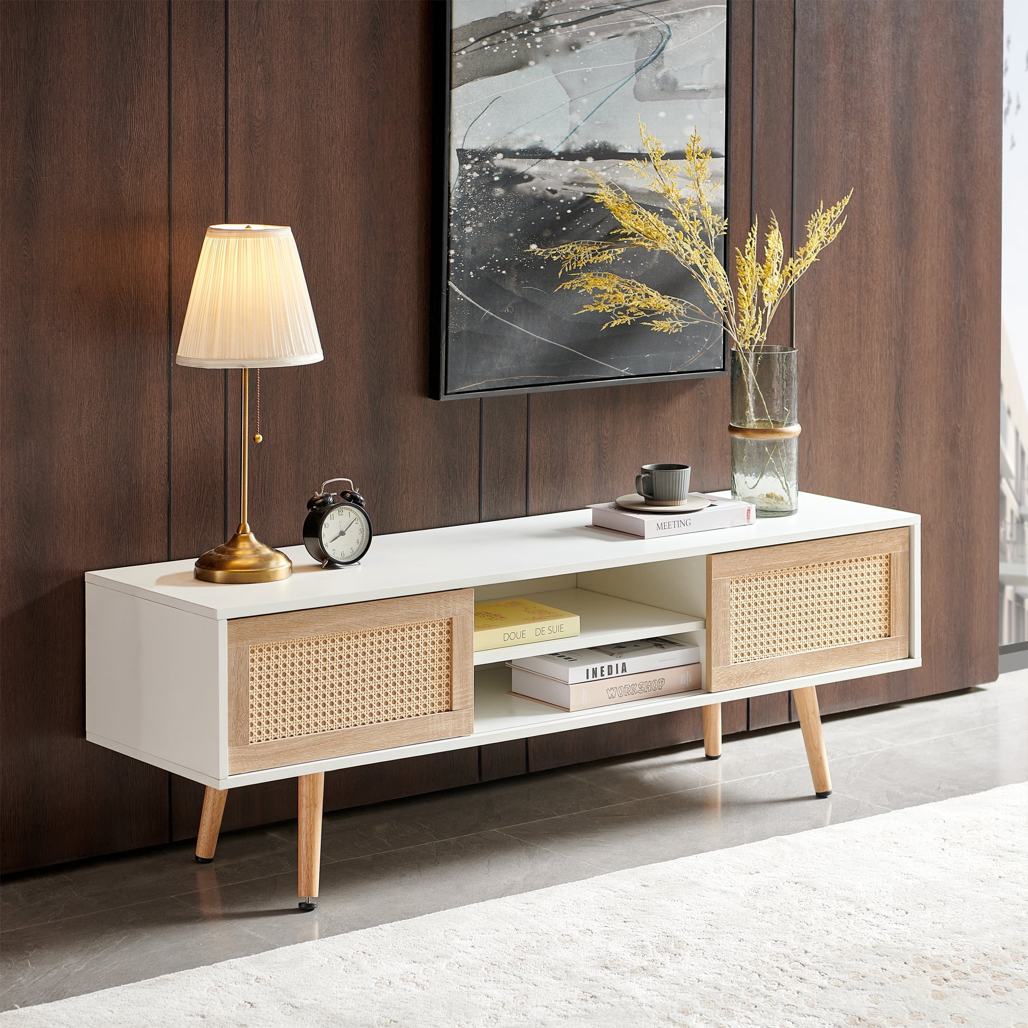 55 Inch Rattan TV Stand For TVs Up To 65 Inch TV Cabinet Wood 55-inch-rattan-tv-stand-for-tvs-up-to-65-inch-tv-cabinet-wood