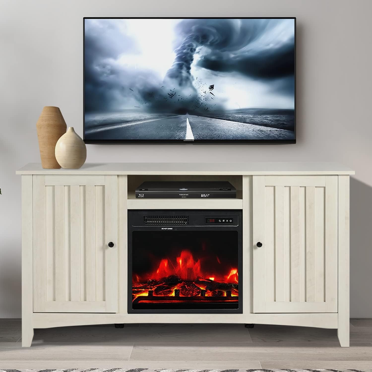 55 inch TV Stand with Fireplace Television Stands Wooden Media