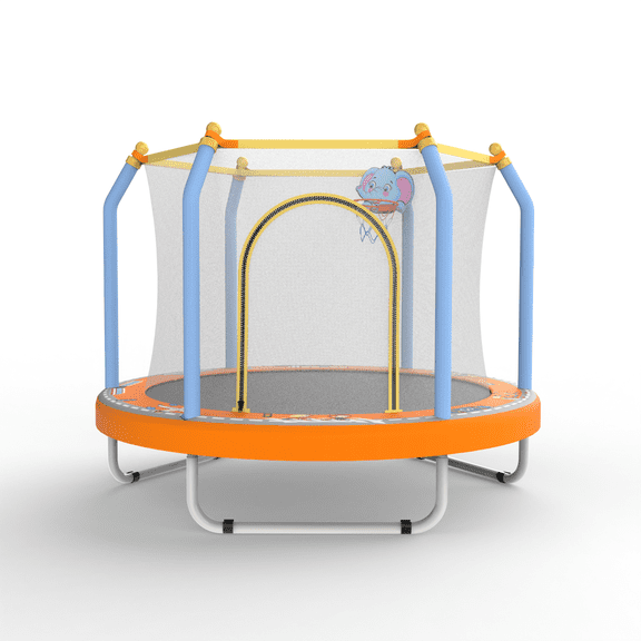 55-inch Trampoline for Kids Indoor & Outdoor Small Toddler Trampoline with Basketball Hoop