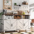 thumbnail image 1 of 55 inches Large Farmhouse Buffet Sideboard with 4 Doors, Rustic Kitchen Storage Cabinet with Adjustable Shelves, Wooden Coffee Bar Cabinet for Dining Room, Entryway, TV Stand Buffet Table, White, 1 of 7